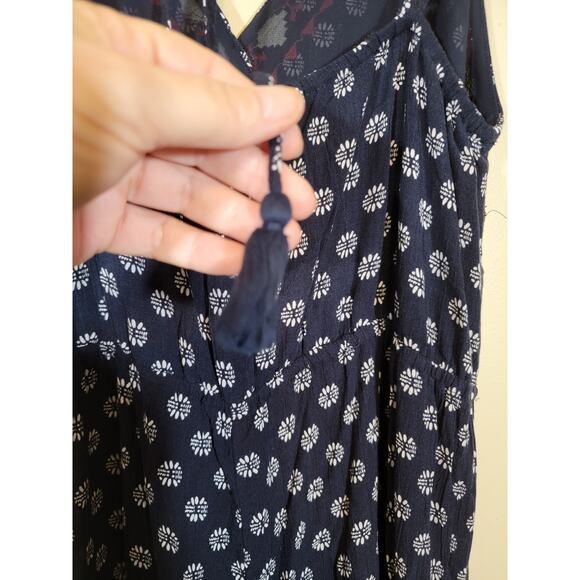 1. State Women's Floral Jumpsuit Embroidered Detail V Neck Blue Leg Slits Large - Picture 10 of 13